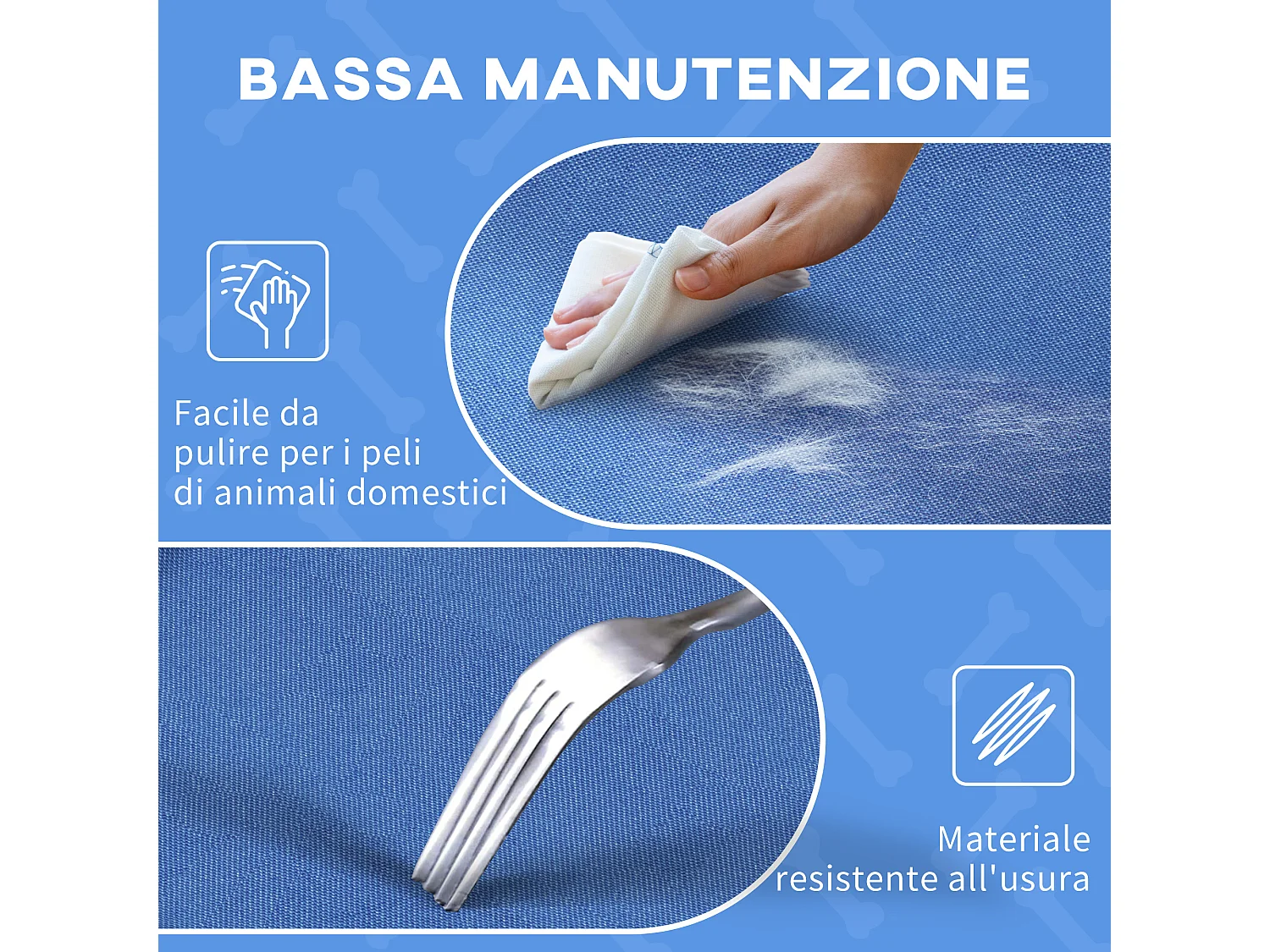 Lettino per cani rialzato pieghevole da interno ed esterno 76x61x18cm blu