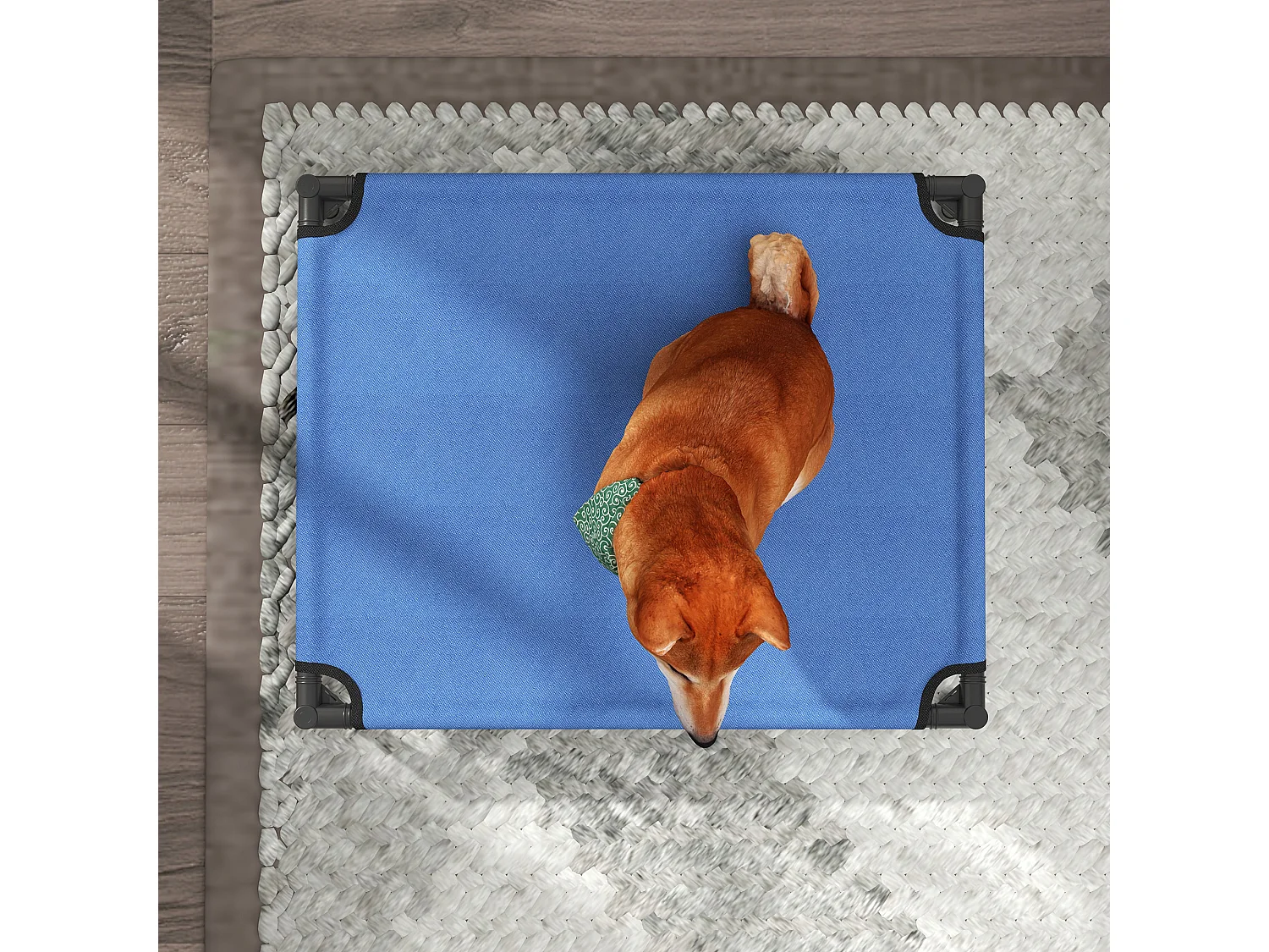 Lettino per cani rialzato pieghevole da interno ed esterno 76x61x18cm blu