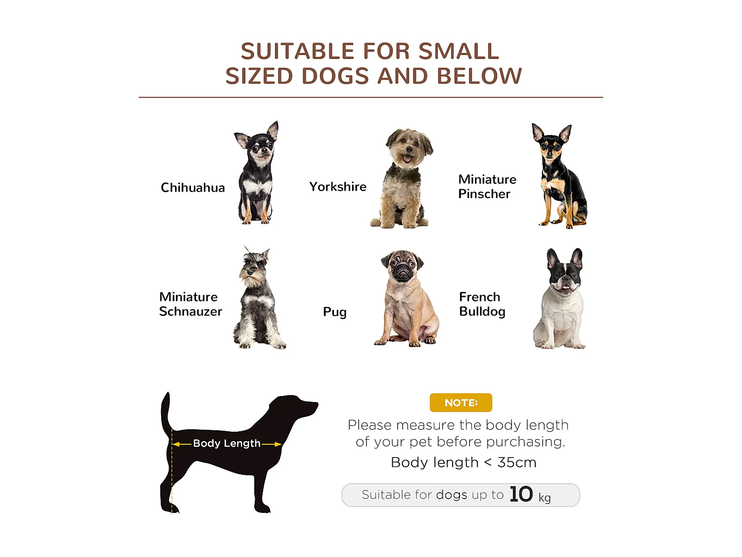 Lettino per cani rialzato e portatile con seduta traspirante nero e caffè