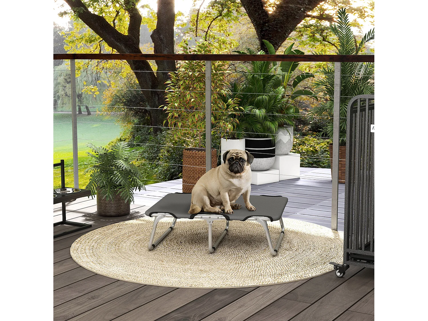 Brandina per cani piccoli pieghevole per interno ed esterno grigio