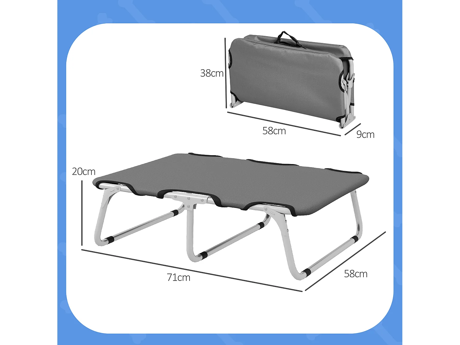 Brandina per cani piccoli pieghevole per interno ed esterno grigio