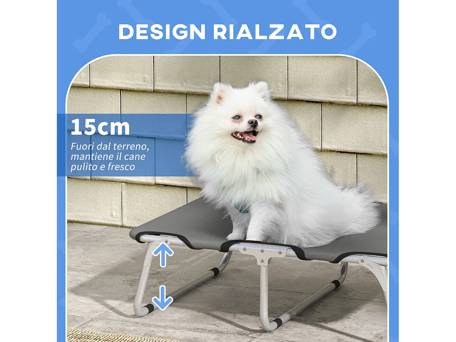 Brandina per cani piccoli pieghevole per interno ed esterno grigio