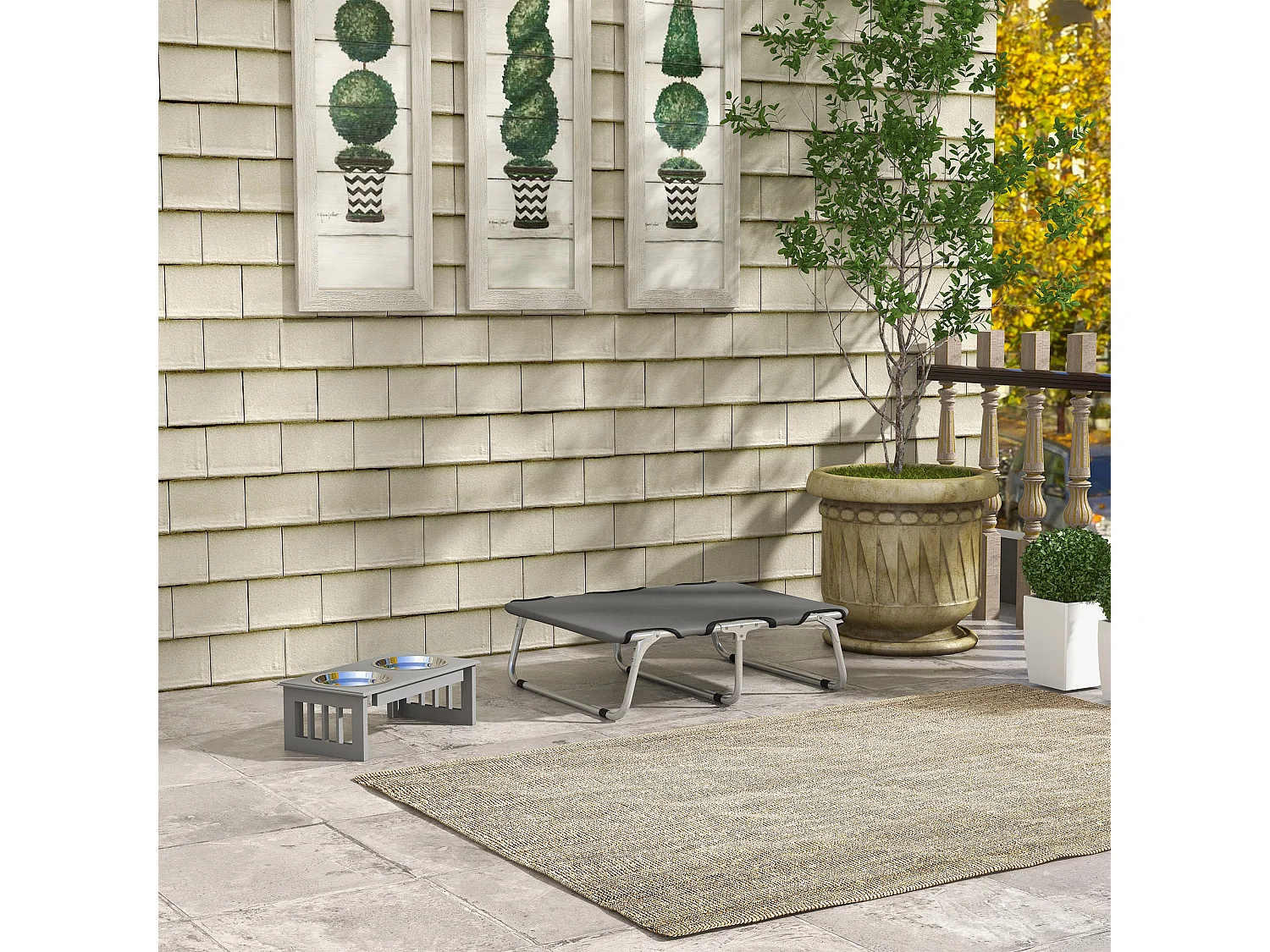 Brandina per cani piccoli pieghevole per interno ed esterno grigio