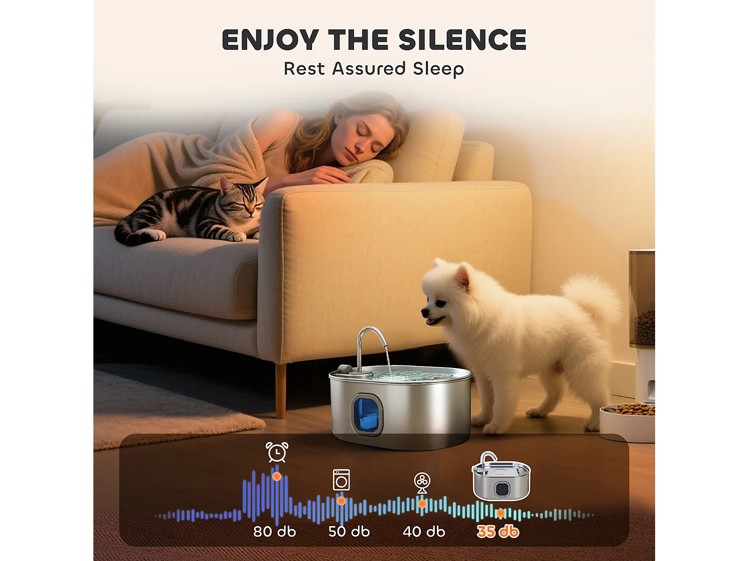 Fontanella per gatto da 7l con luce led 32x22.1x22.3 cm argento