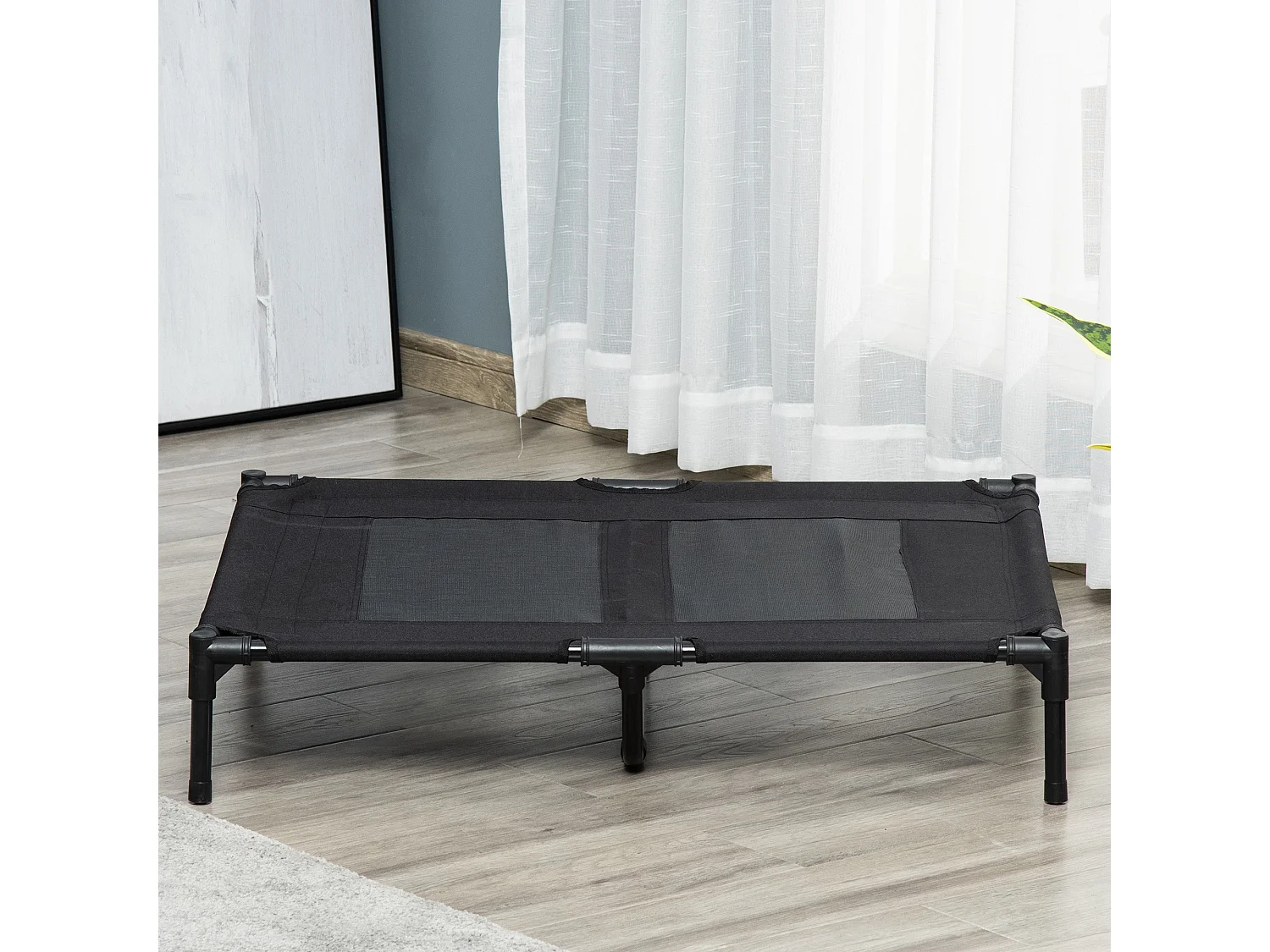 Brandina per cani grandi in metallo e tessuto con borsa di trasporto nero