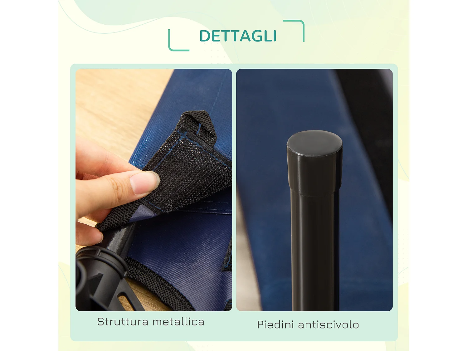 Letto rialzato per cani fino 20kg, campeggio, impermeabile - 76x61x18cm