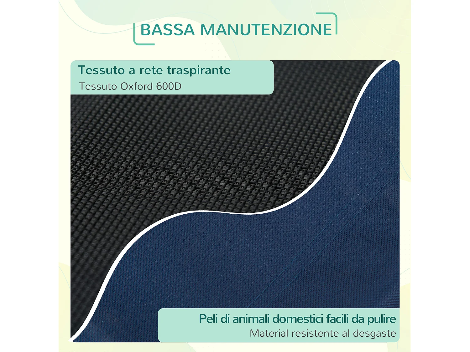 Letto rialzato per cani fino 20kg, campeggio, impermeabile - 76x61x18cm