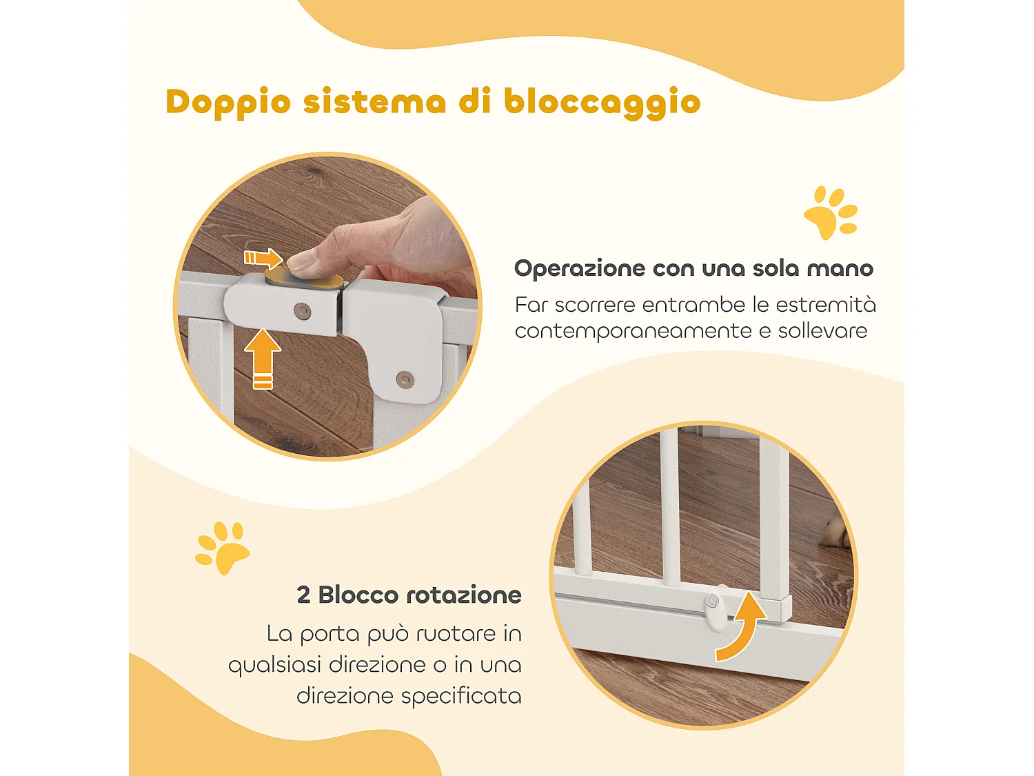 Cancelletto di sicurezza per cani estensibile 75-115cm in acciaio e abs