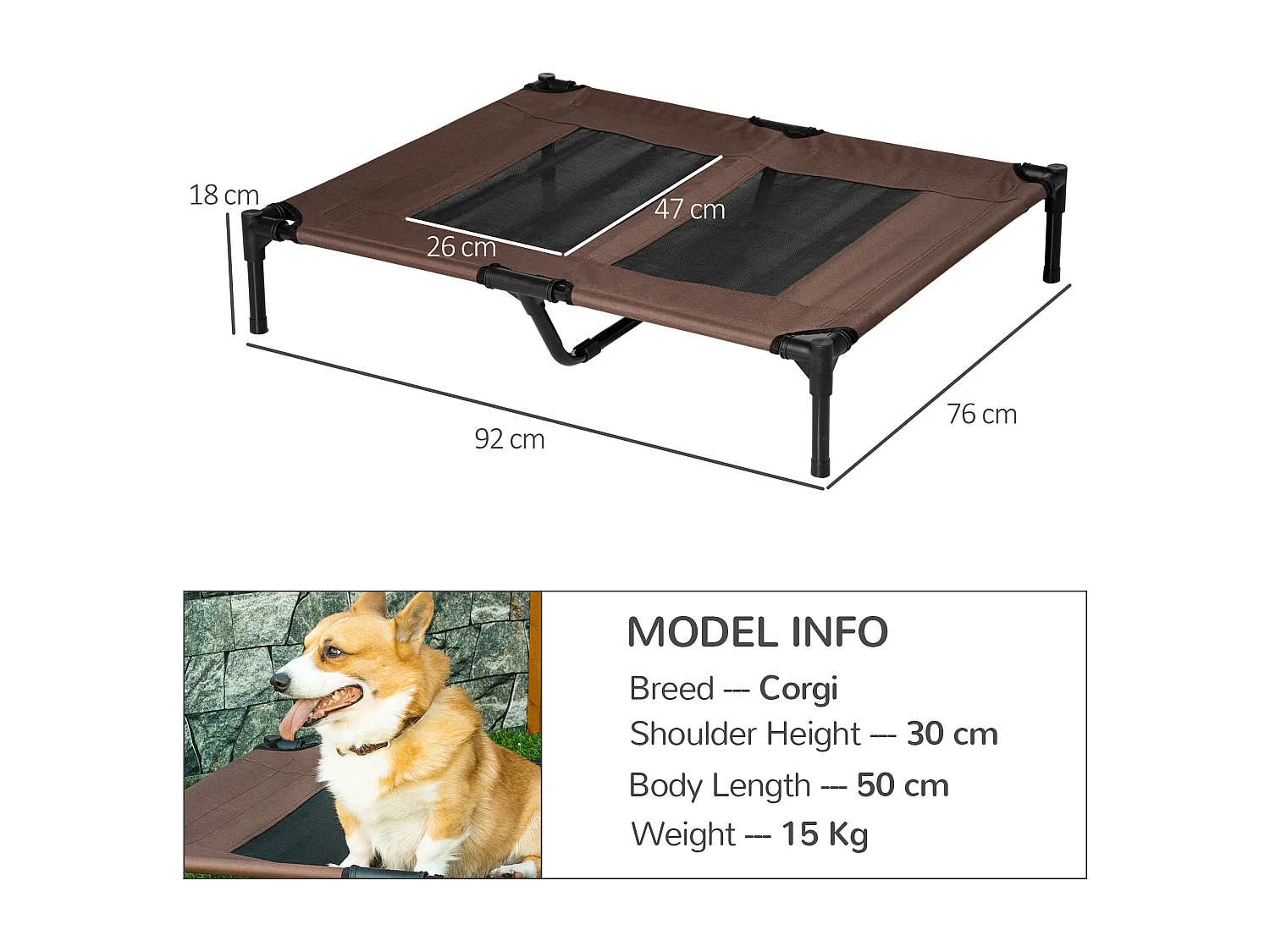 Brandina per cani grandi metallo e tessuto oxford traspirante