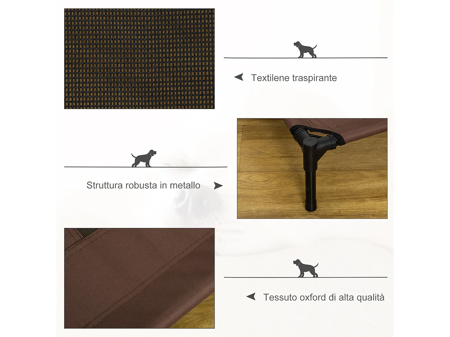 Brandina per cani grandi metallo e tessuto oxford traspirante