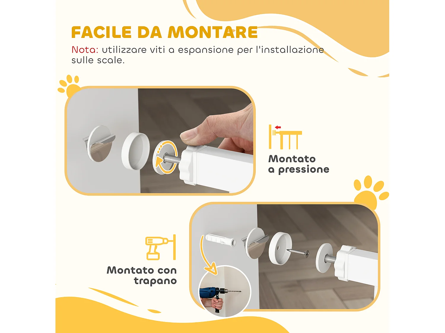 Cancellino cani estensibile 76-82/86-97/101-107cm montaggio a pressione