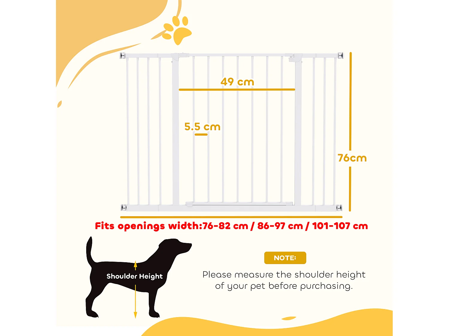 Cancellino cani estensibile 76-82/86-97/101-107cm montaggio a pressione