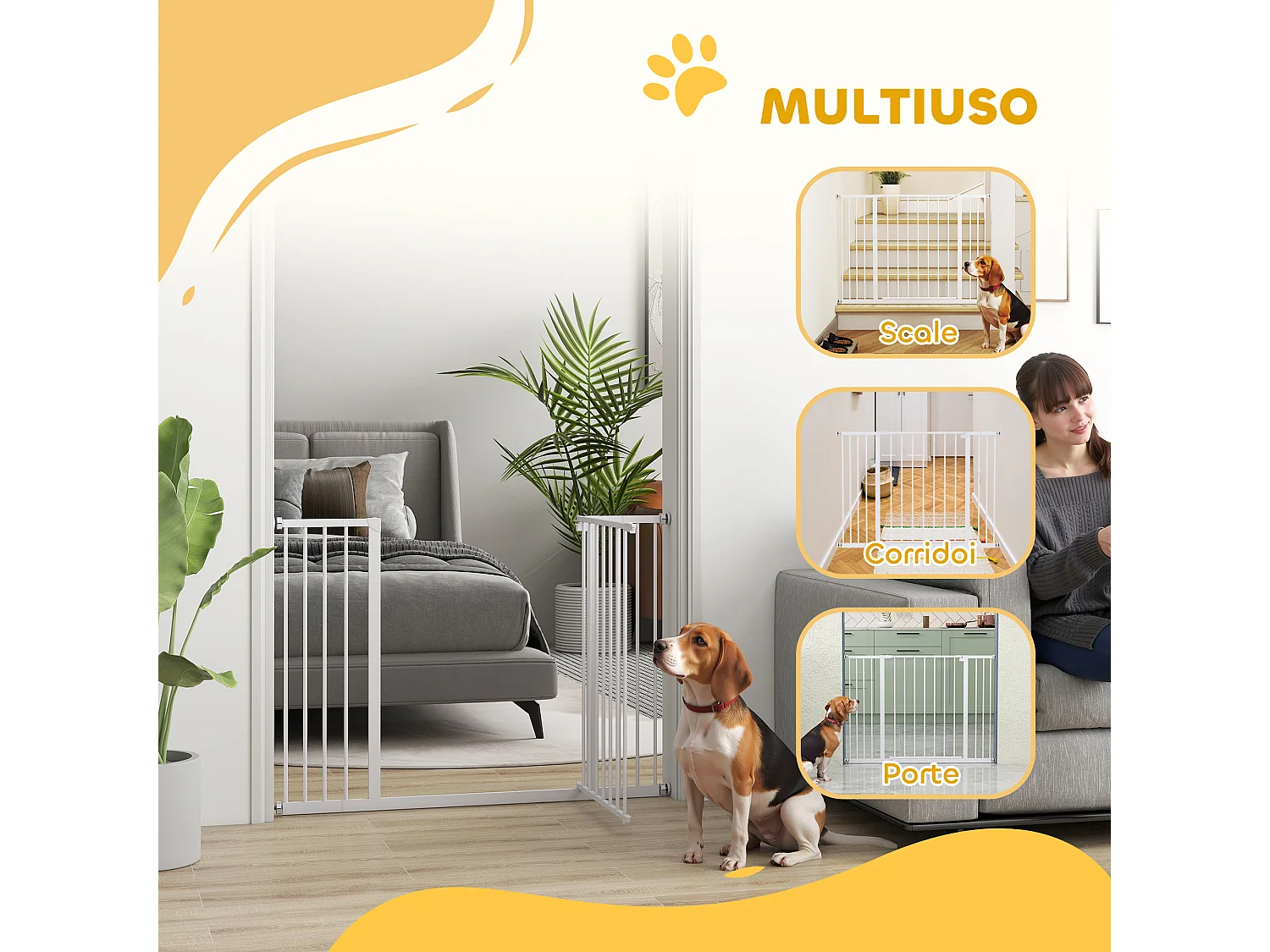 Cancellino cani estensibile 76-82/86-97/101-107cm montaggio a pressione