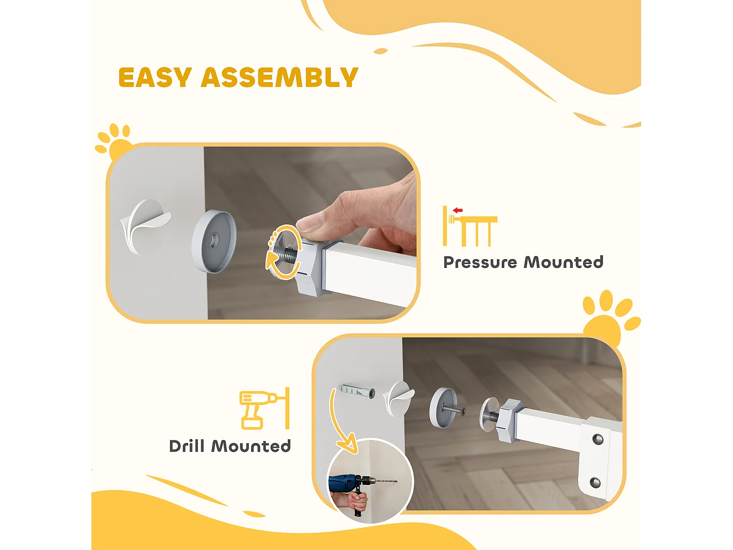 Cancellino cani con porta piccola chiusura automatica 74-80x91.4cm bianco