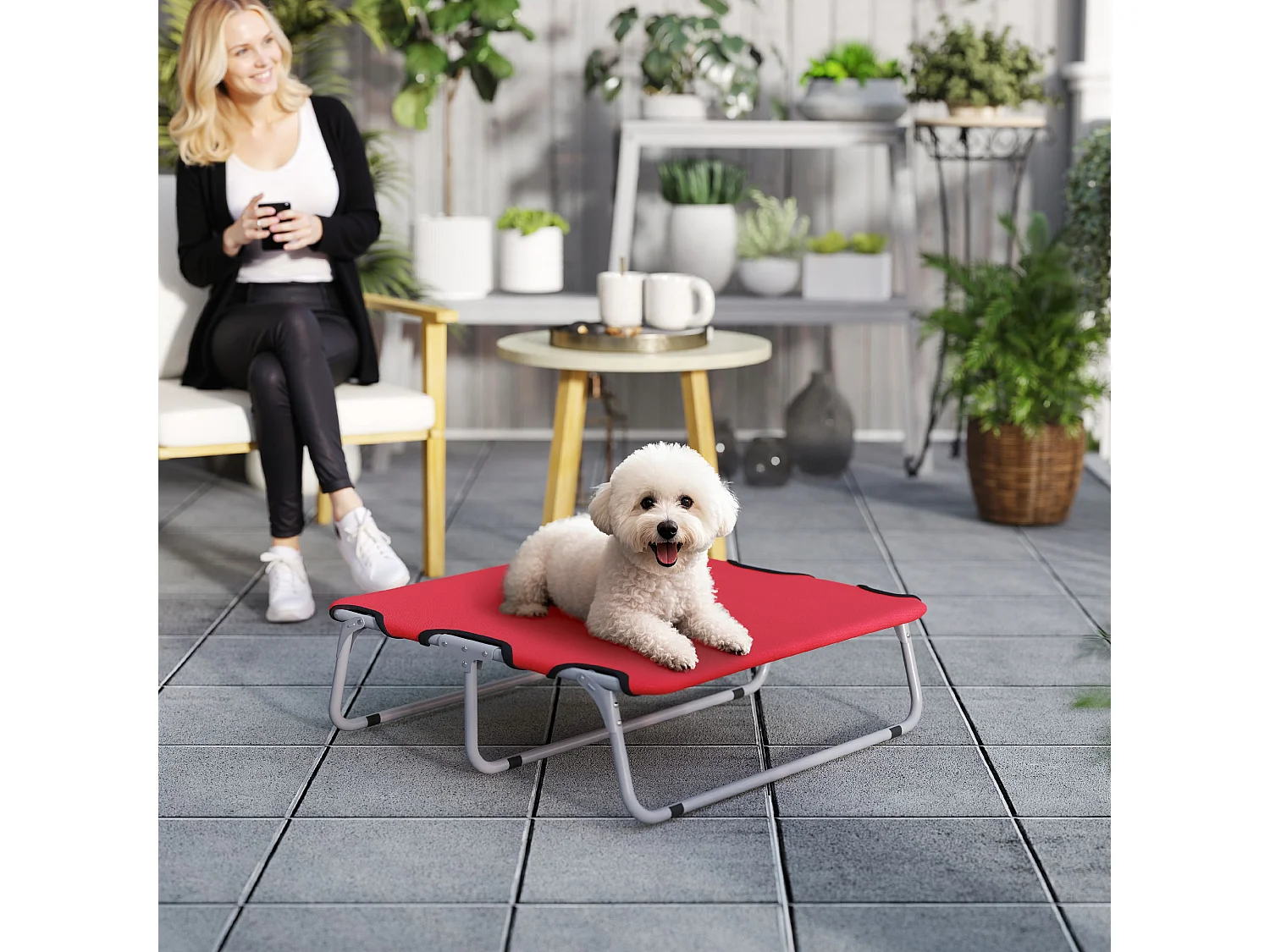 Brandina per cani piccoli pieghevole per interno ed esterno rosso