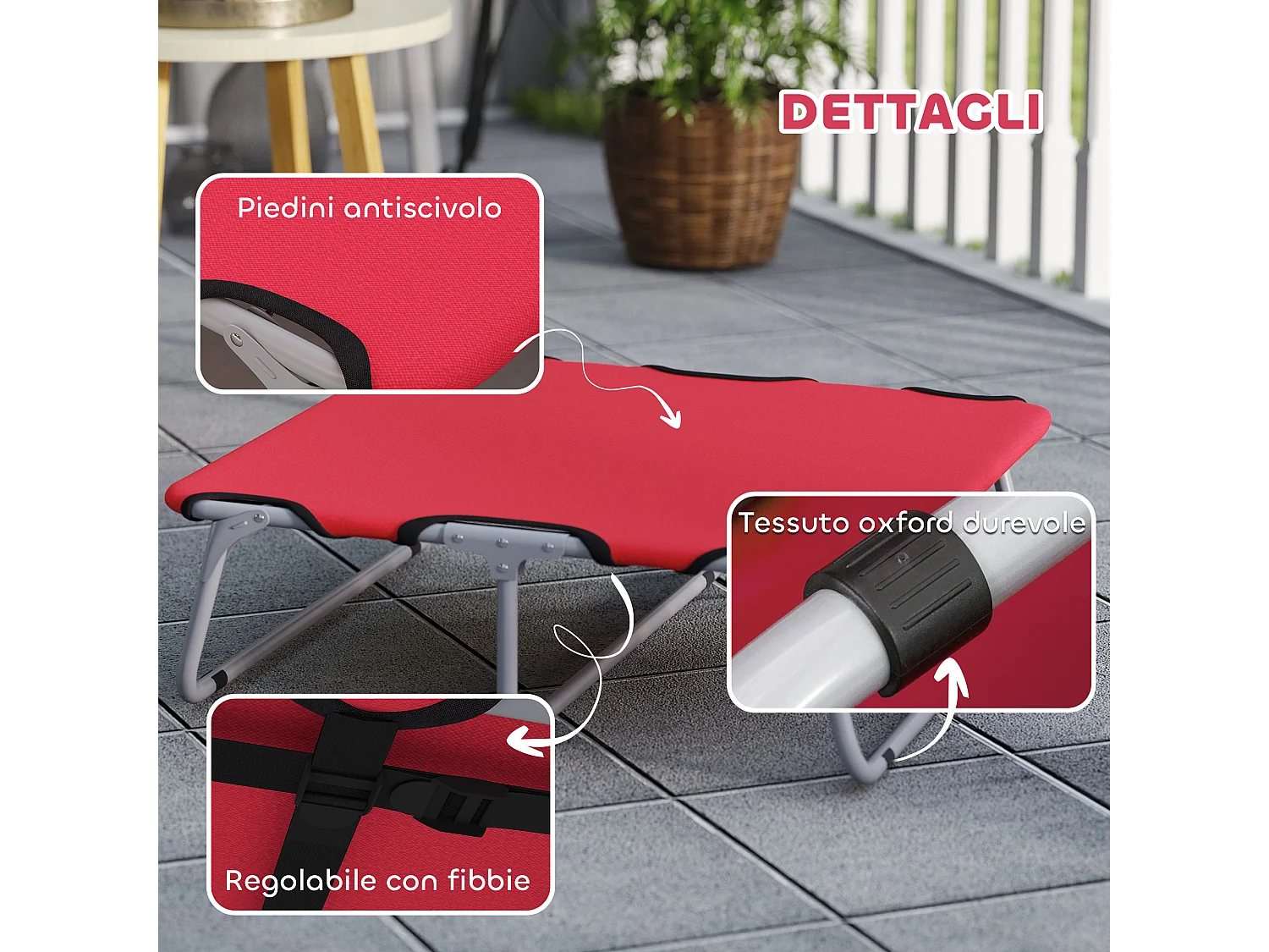 Brandina per cani piccoli pieghevole per interno ed esterno rosso