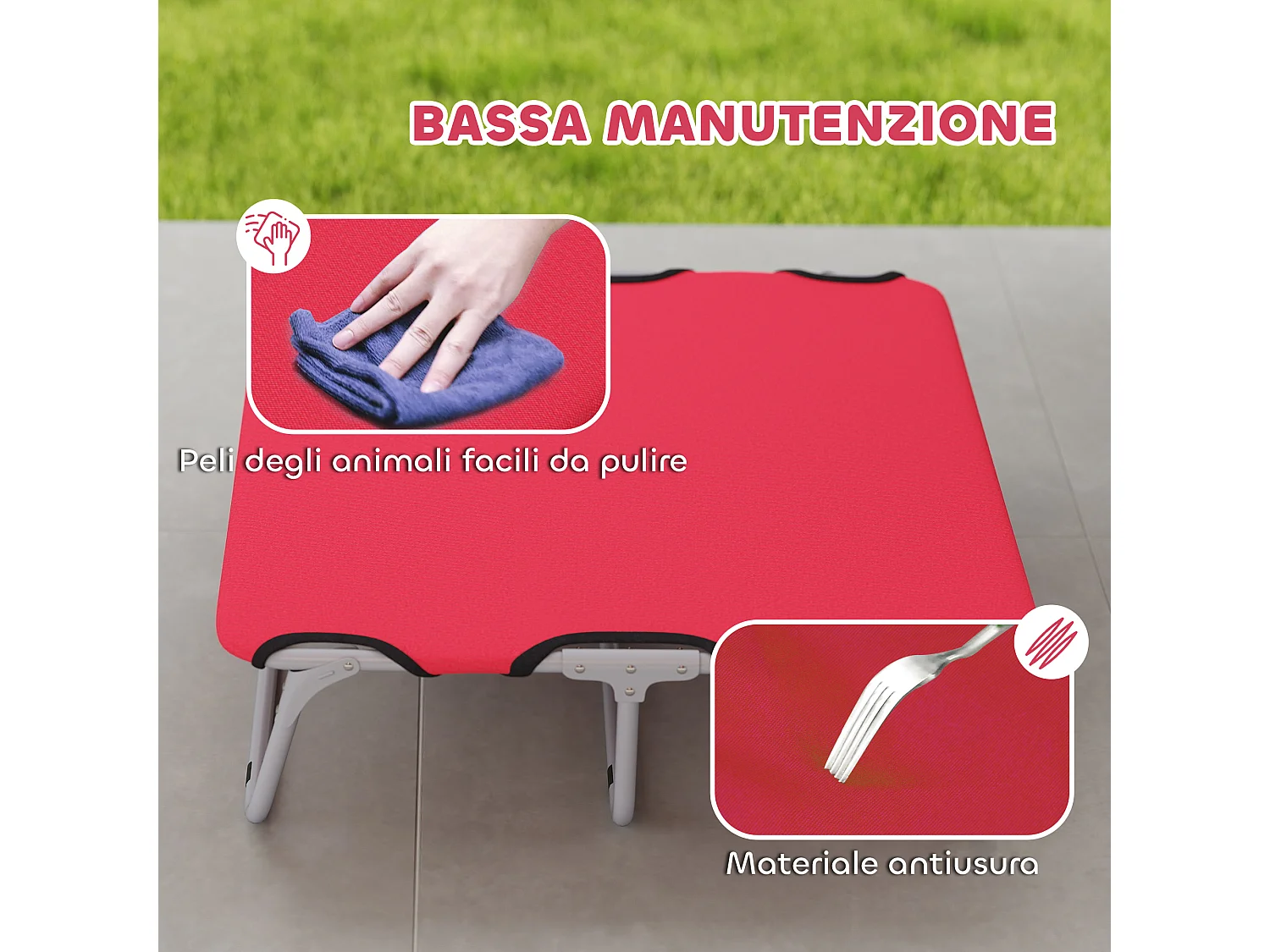 Brandina per cani piccoli pieghevole per interno ed esterno rosso