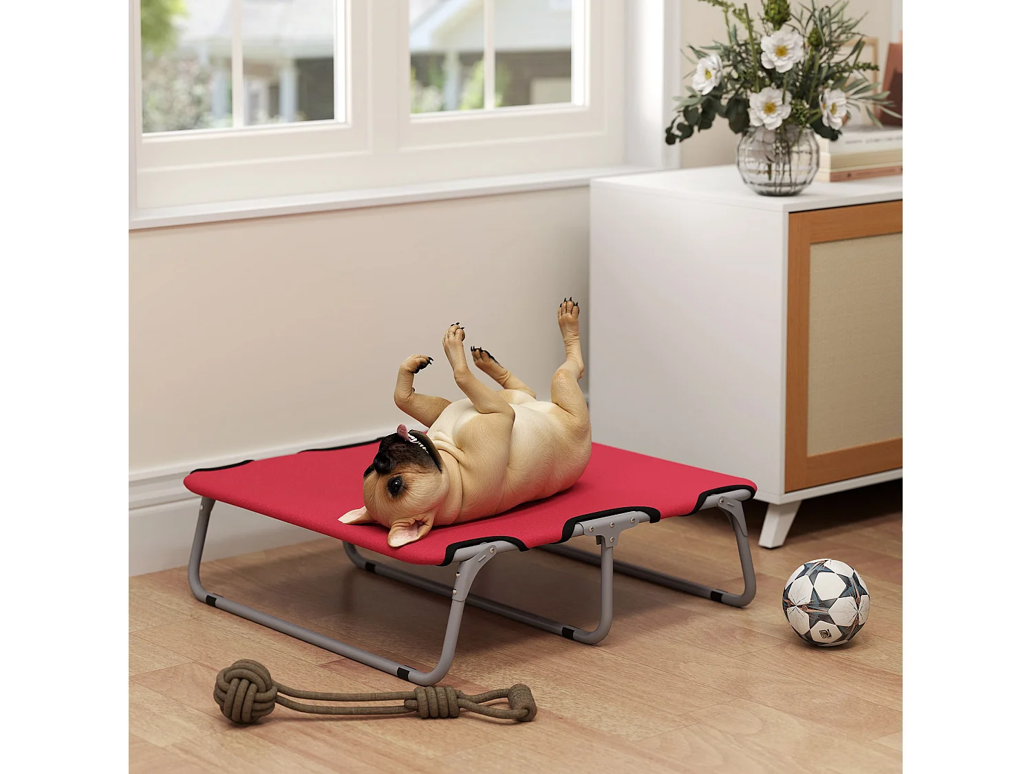 Brandina per cani piccoli pieghevole per interno ed esterno rosso