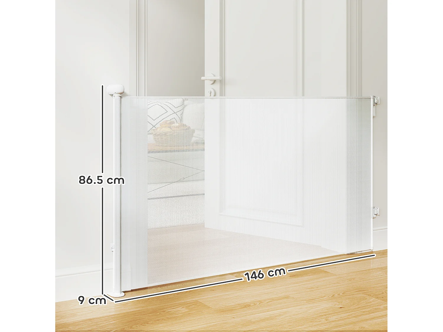 Cancellino per cani estensibile 0-140x86.5cm blocco automatico bianco