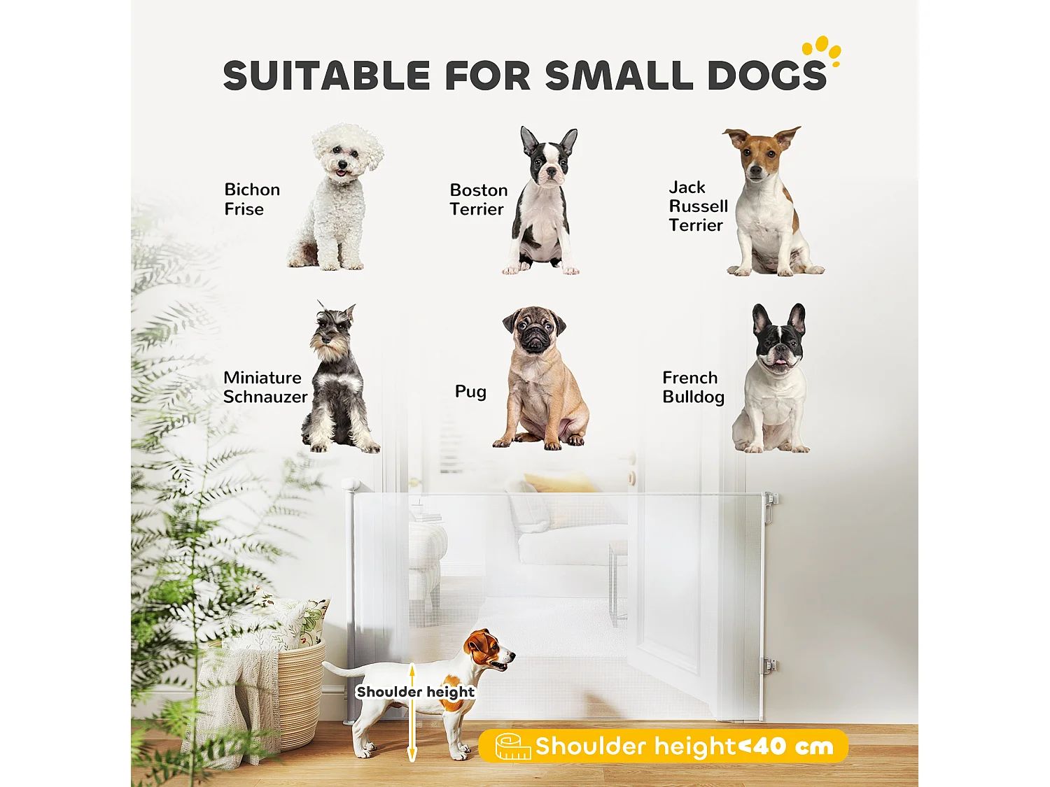 Cancellino per cani estensibile 0-140x86.5cm blocco automatico bianco