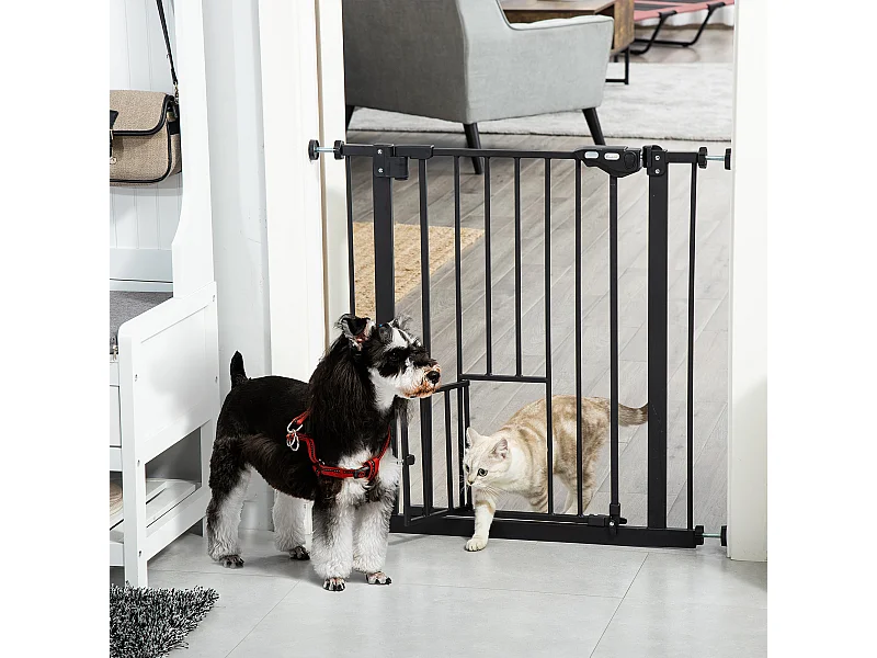 Cancelletto per cani estensibile da 74-80 cm con chiusura automatica nero