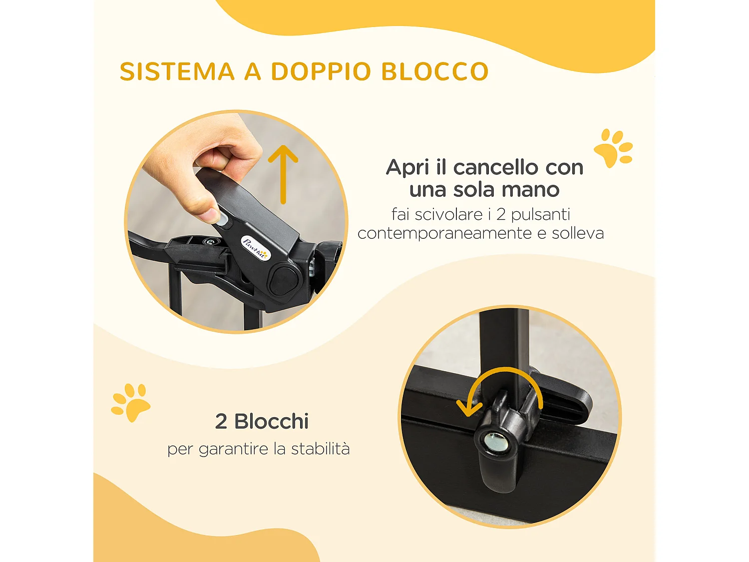 Cancelletto per cani estensibile da 74-80 cm con chiusura automatica nero