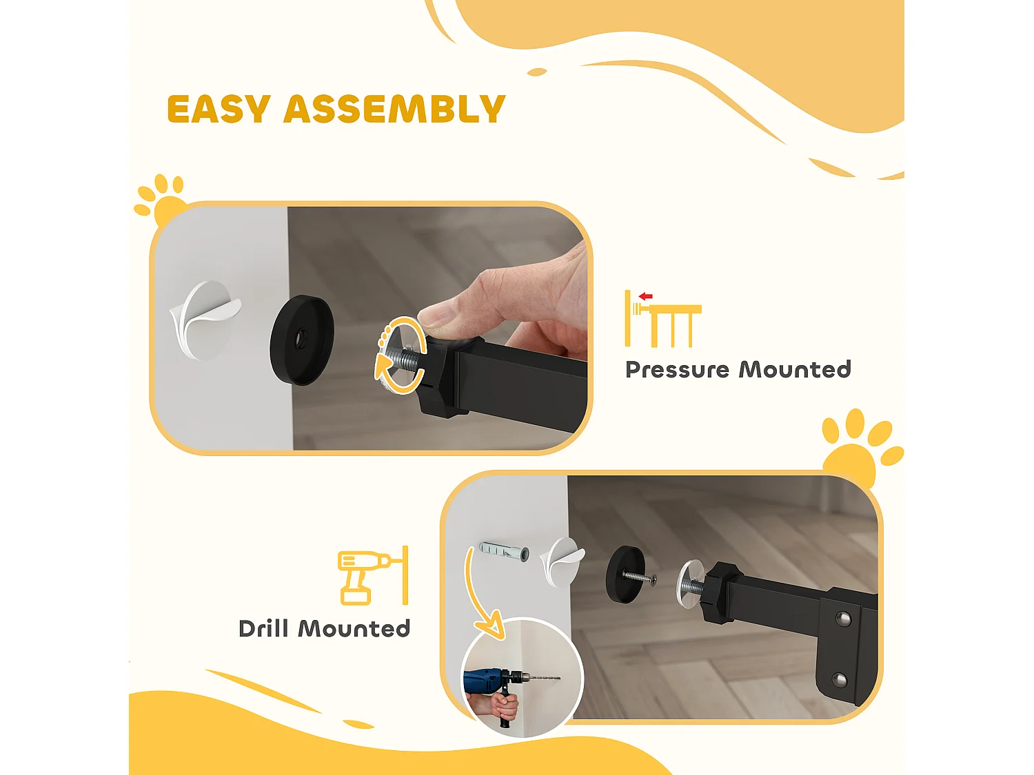 Cancellino cani alto 104cm con porta piccola e chiusura automatica nero