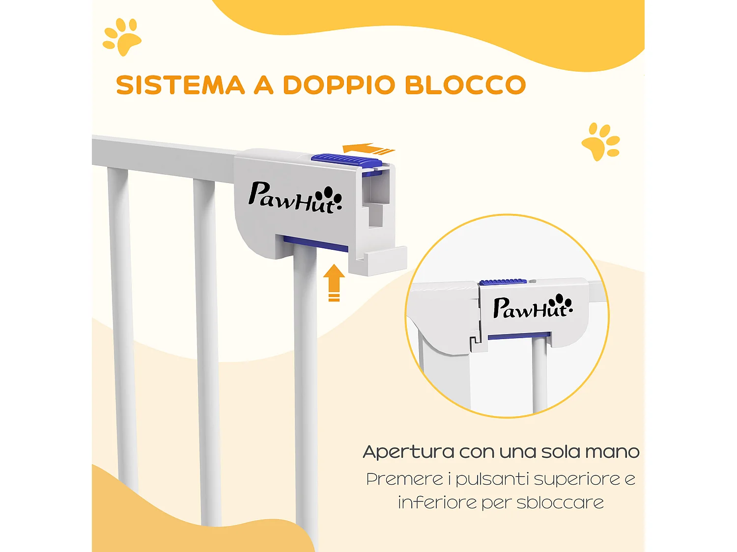 Cancelletto per cani a 3 pannelli pieghevoli con doppio blocco bianco