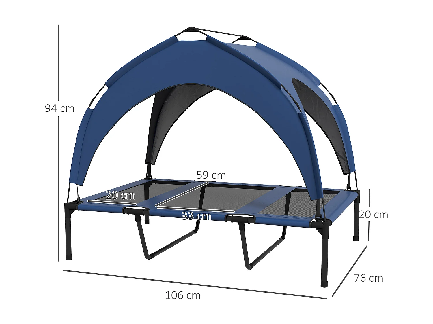 Cuccia per cani taglia grande con tettuccio protettivo blu scuro