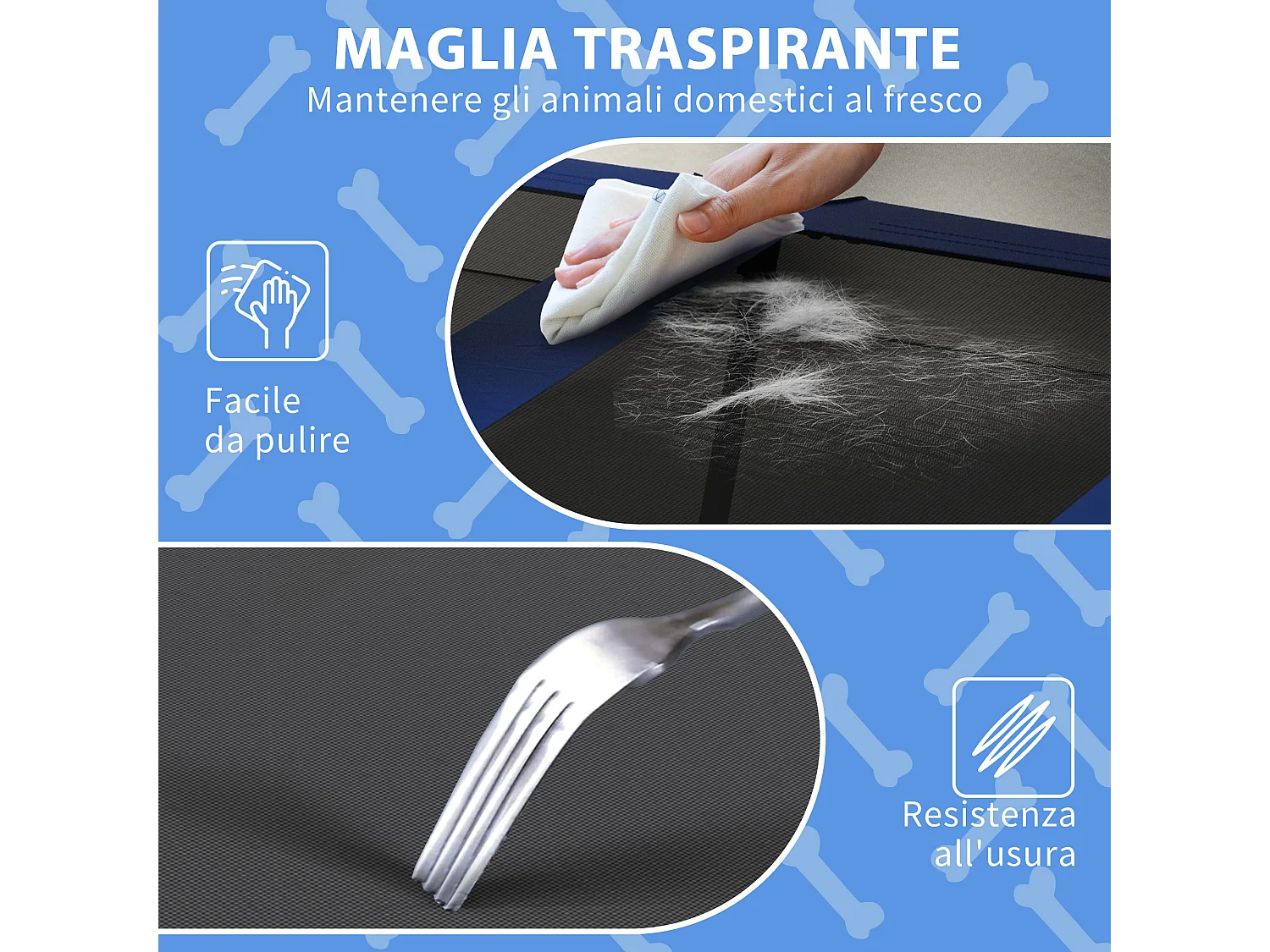 Cuccia per cani taglia grande con tettuccio protettivo blu scuro