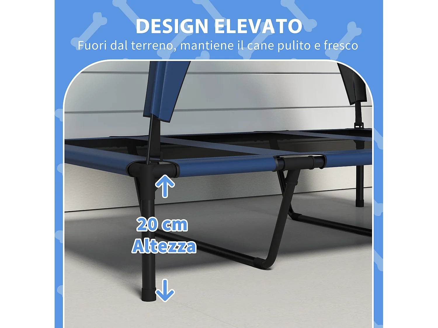 Cuccia per cani taglia grande con tettuccio protettivo blu scuro