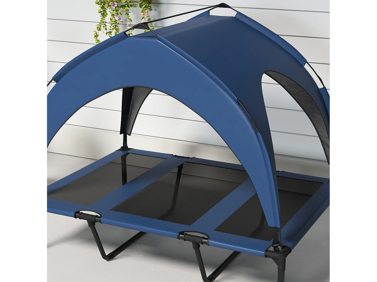 Cuccia per cani taglia grande con tettuccio protettivo blu scuro