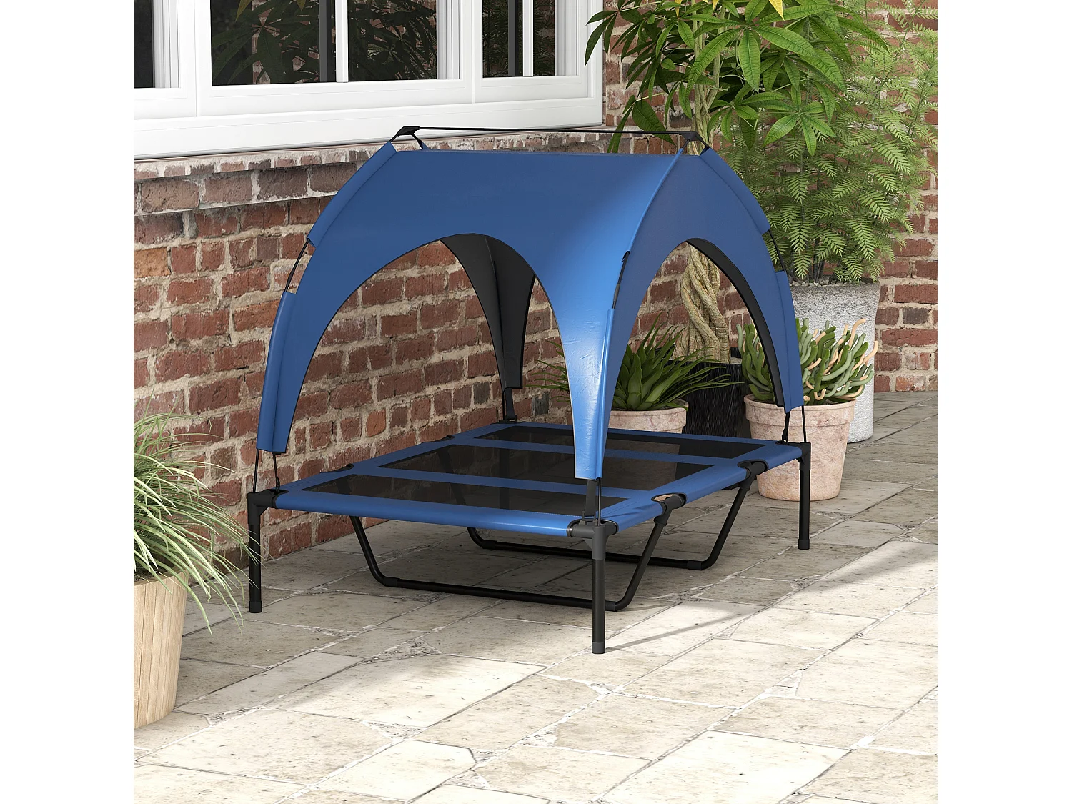 Cuccia per cani taglia grande con tettuccio protettivo blu scuro