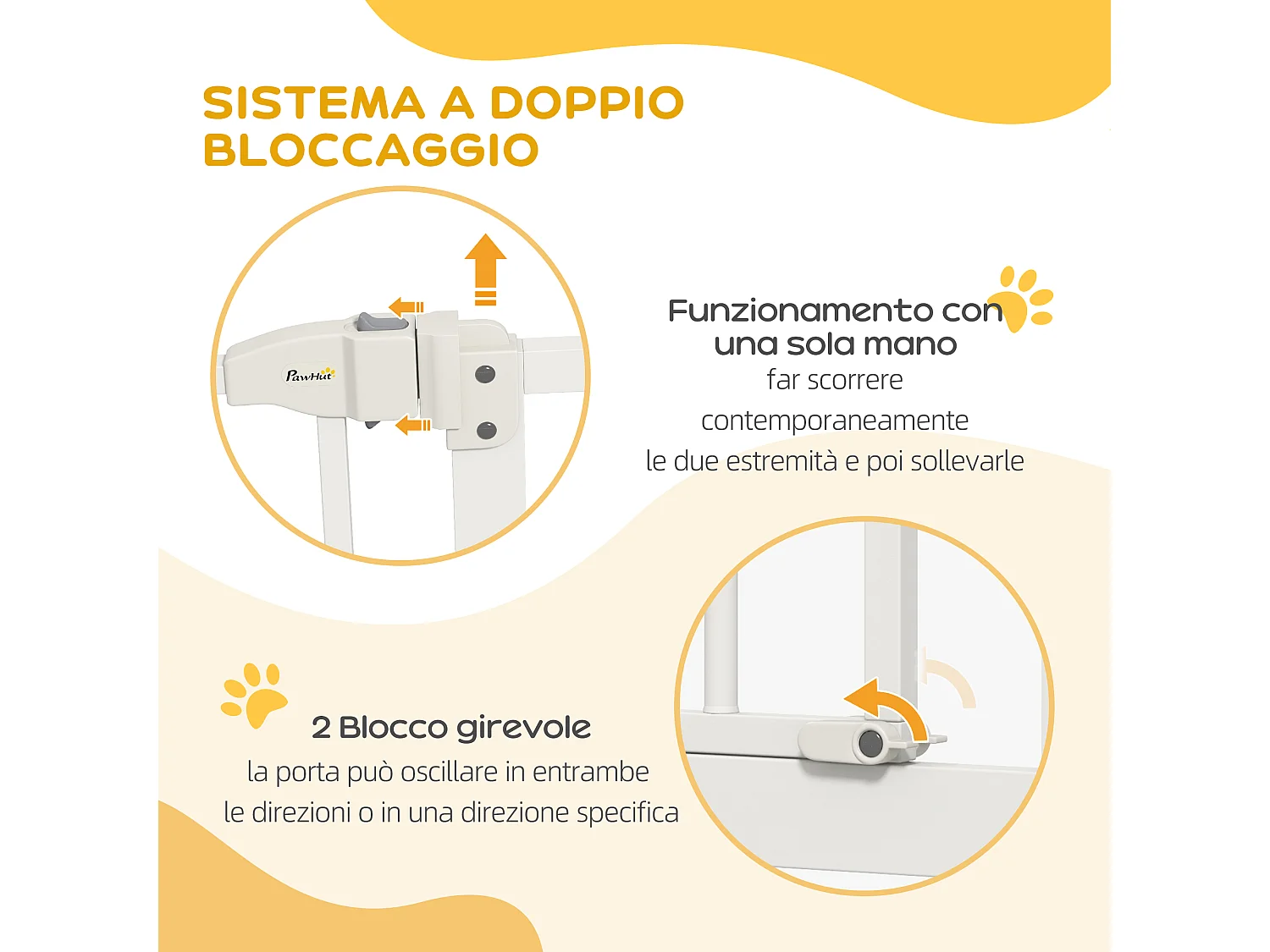 Cancelletto per cani estensibile a 2 blocchi e chiusura automatica bianco