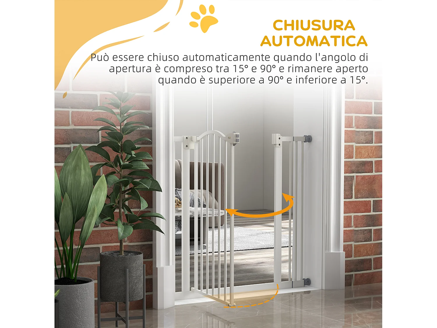 Cancelletto per cani estensibile a 2 blocchi e chiusura automatica bianco