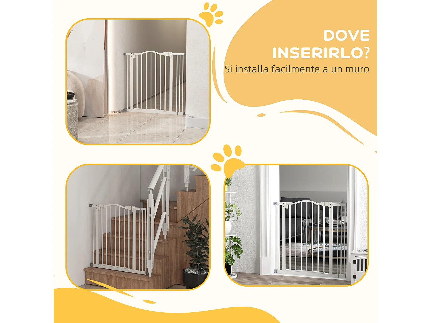 Cancelletto per cani estensibile a 2 blocchi e chiusura automatica bianco