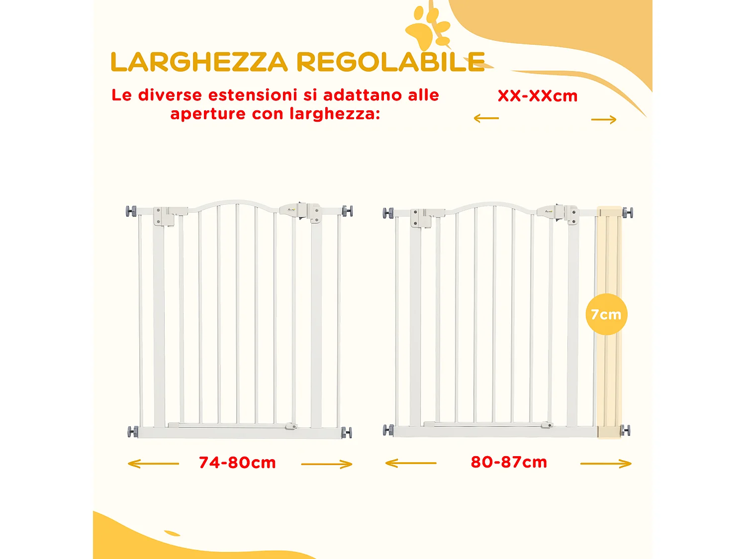 Cancelletto per cani estensibile a 2 blocchi e chiusura automatica bianco