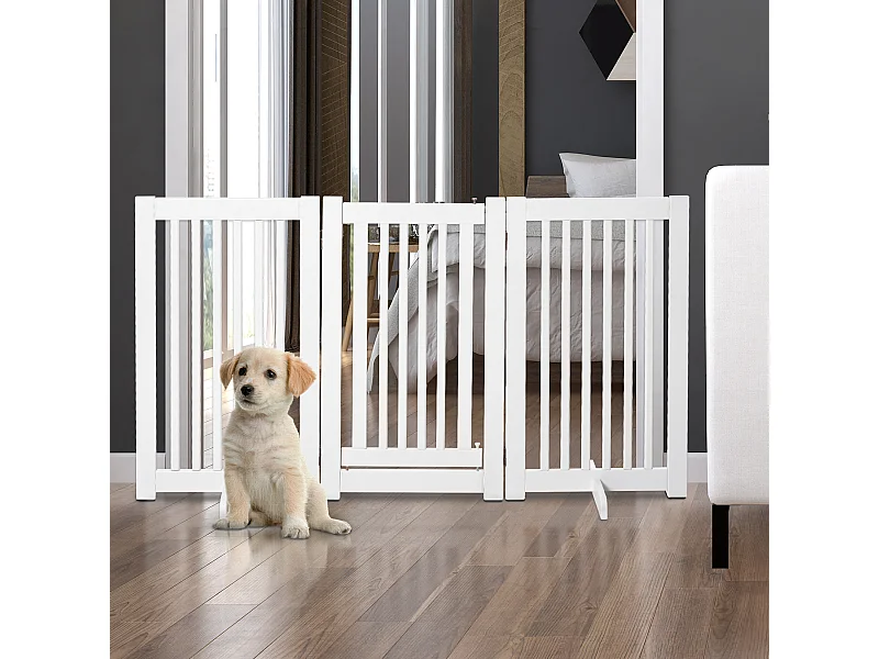 Cancellino per cani pieghevole 3 pannelli porta con blocco 155x76cm