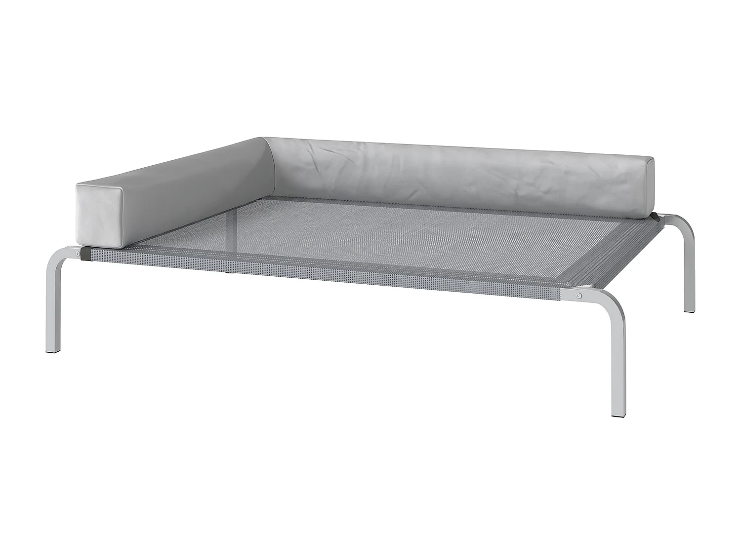 Lettino per cani rialzato con cuscino a l grigio chiaro e argento