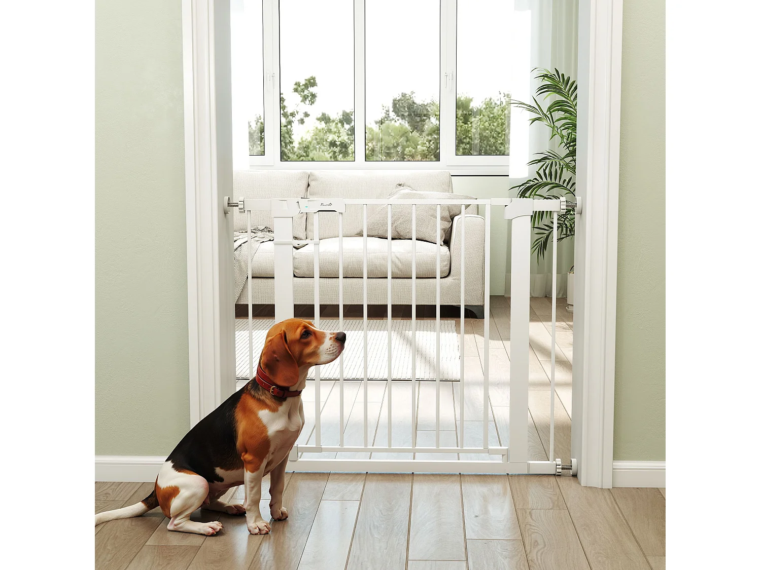 Cancelletto sicurezza cani fissaggio a pressione (largo 76-97cm) bianco