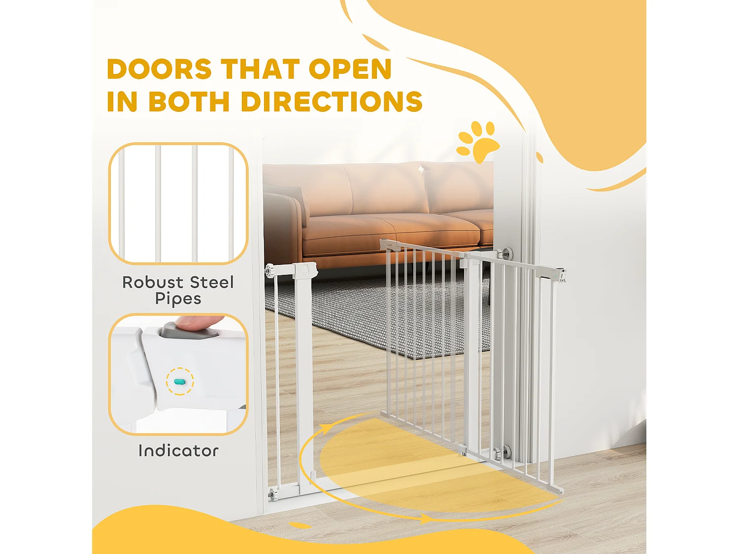 Cancelletto sicurezza cani fissaggio a pressione (largo 76-97cm) bianco