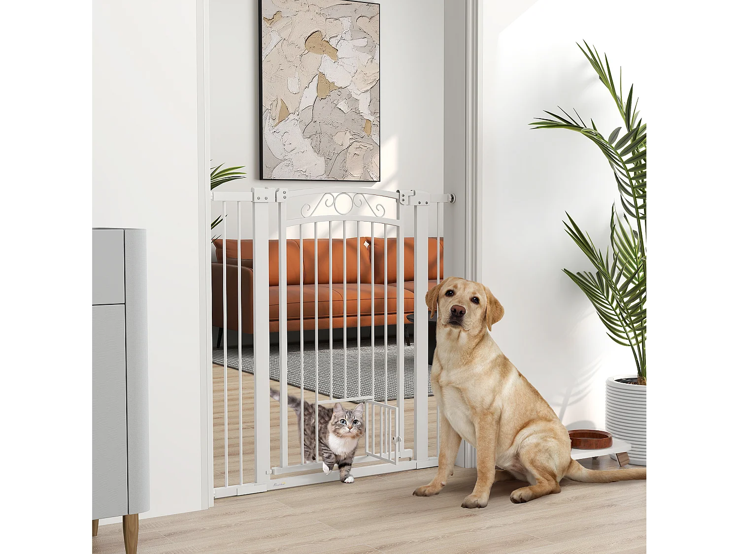 Cancellino per cani regolabile con estensioni 76-104x106cm bianco