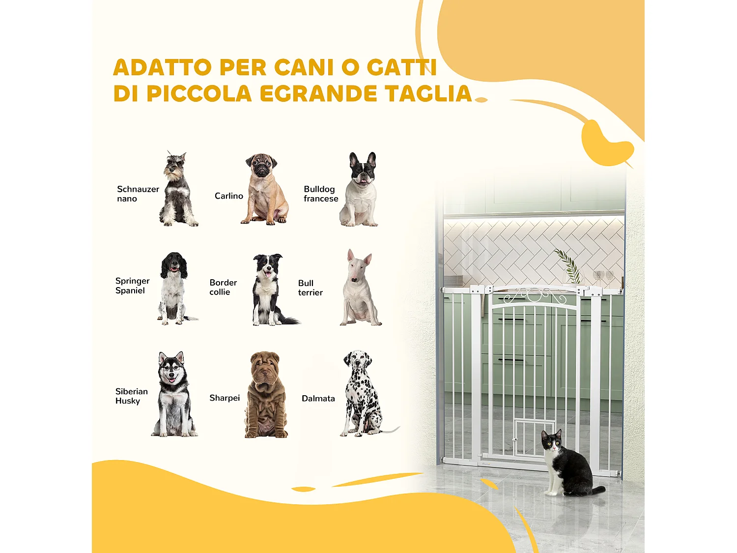 Cancellino per cani regolabile con estensioni 76-104x106cm bianco