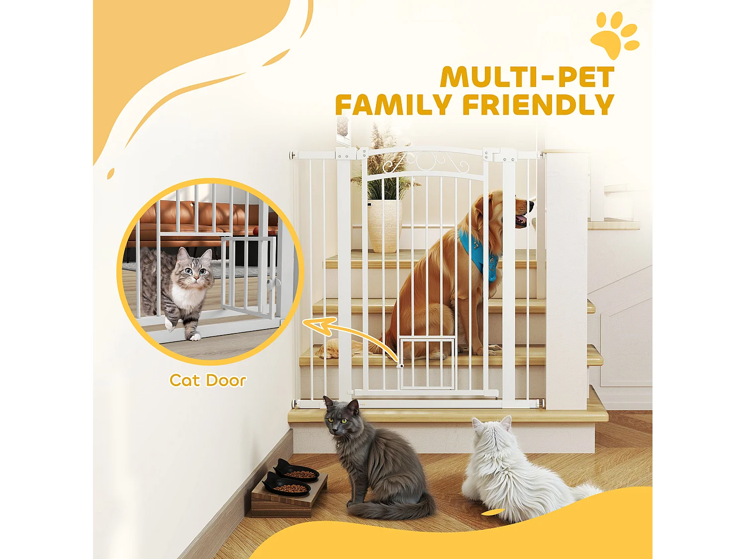 Cancellino per cani regolabile con estensioni 76-104x106cm bianco