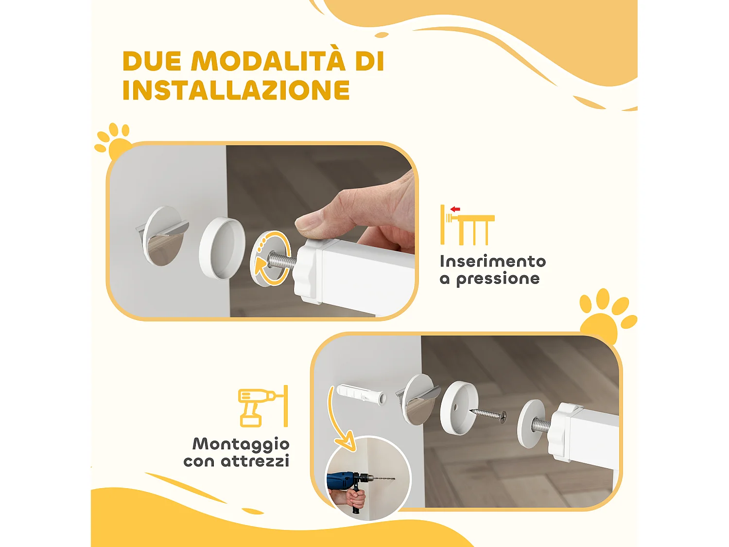 Cancellino per cani regolabile con estensioni 76-104x106cm bianco