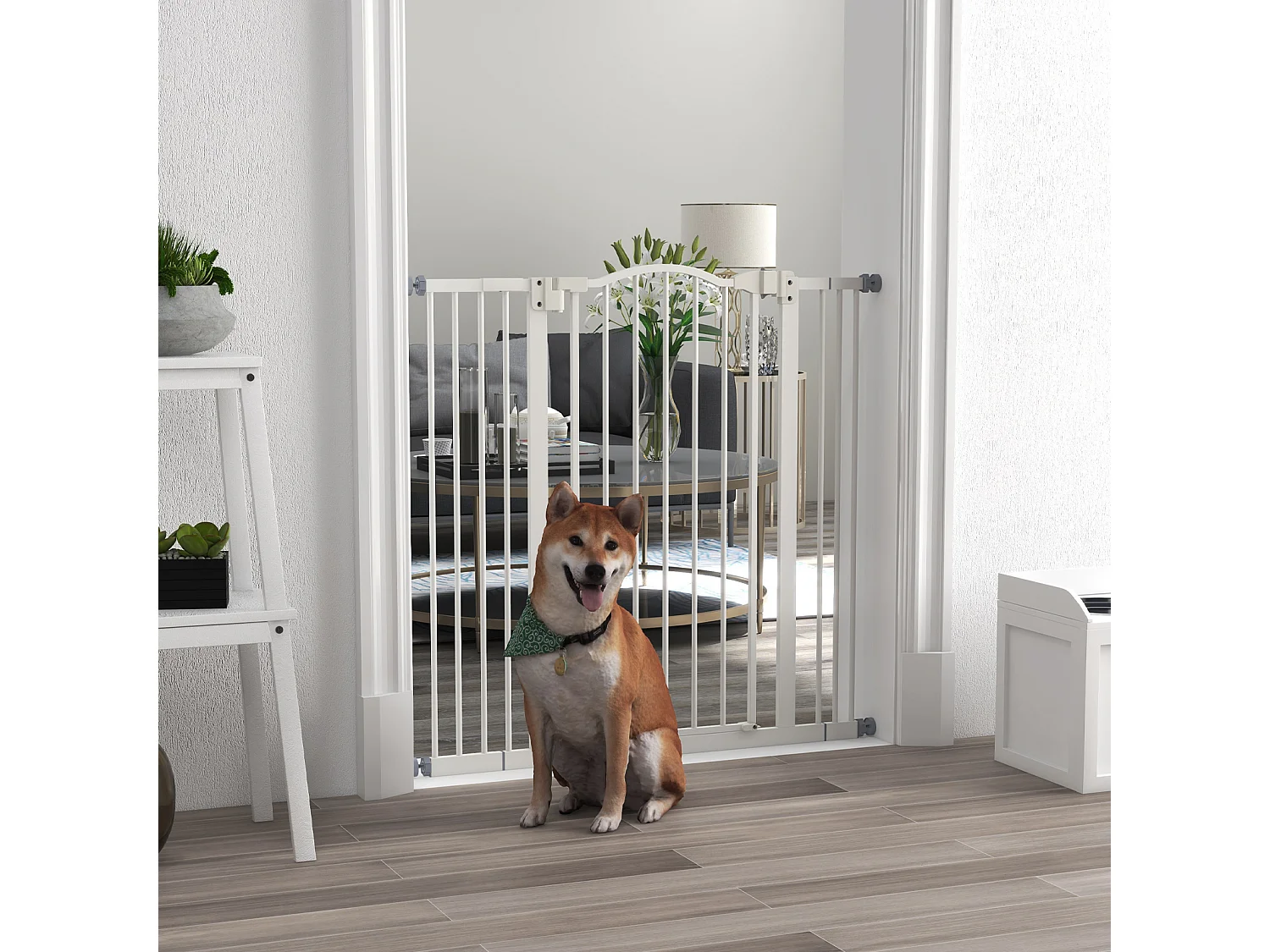 Cancellino per cani estensibile e regolabile 74-100 cm alto 94 cm bianco