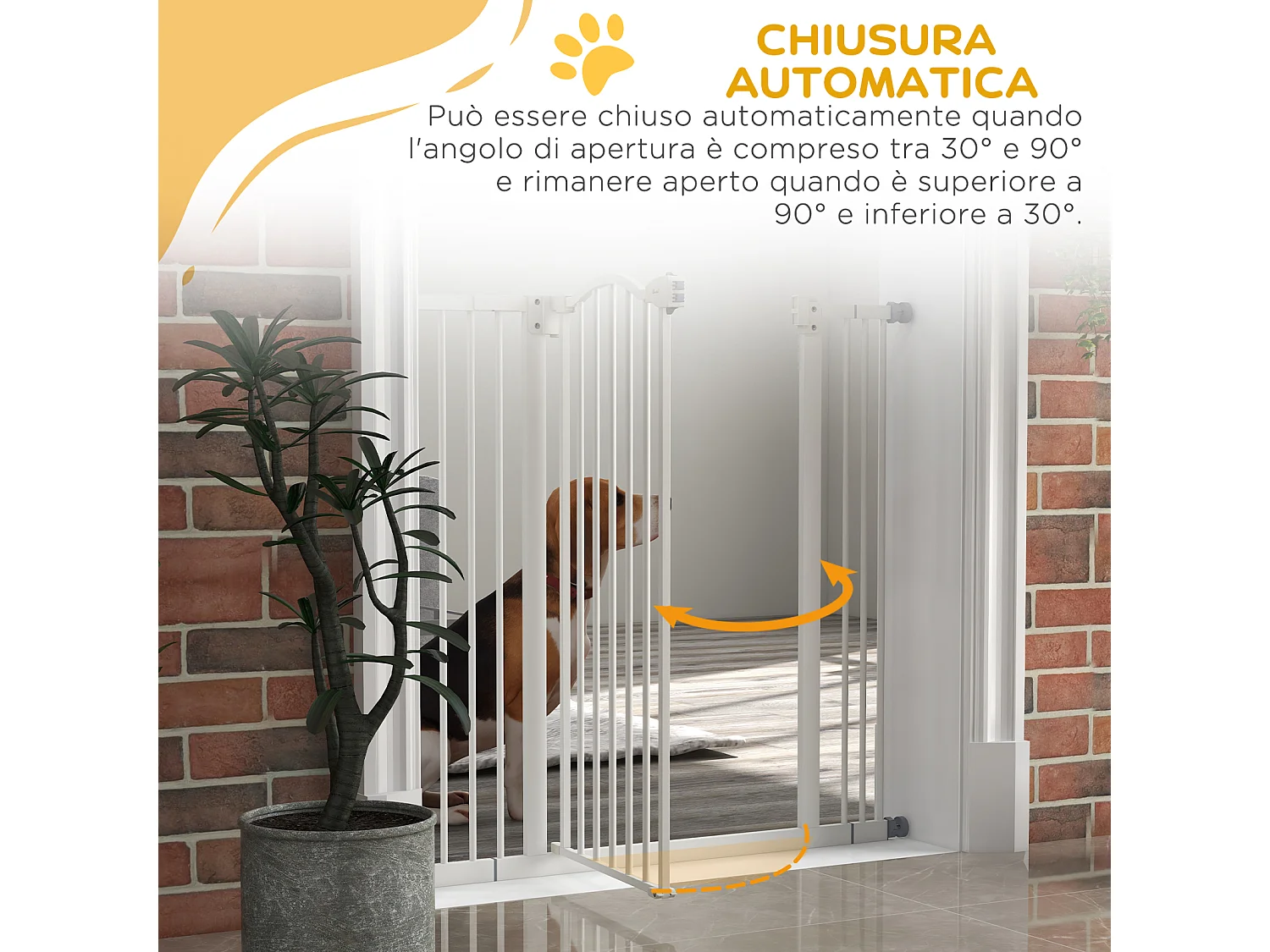 Cancellino per cani estensibile e regolabile 74-100 cm alto 94 cm bianco