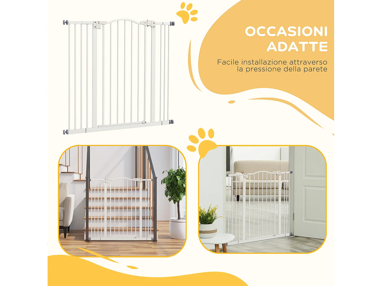 Cancellino per cani estensibile e regolabile 74-100 cm alto 94 cm bianco