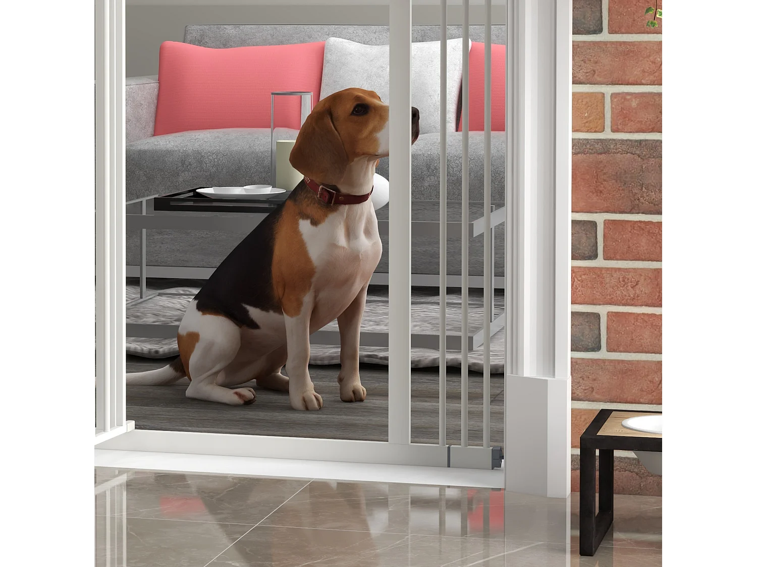 Cancellino per cani estensibile e regolabile 74-100 cm alto 94 cm bianco