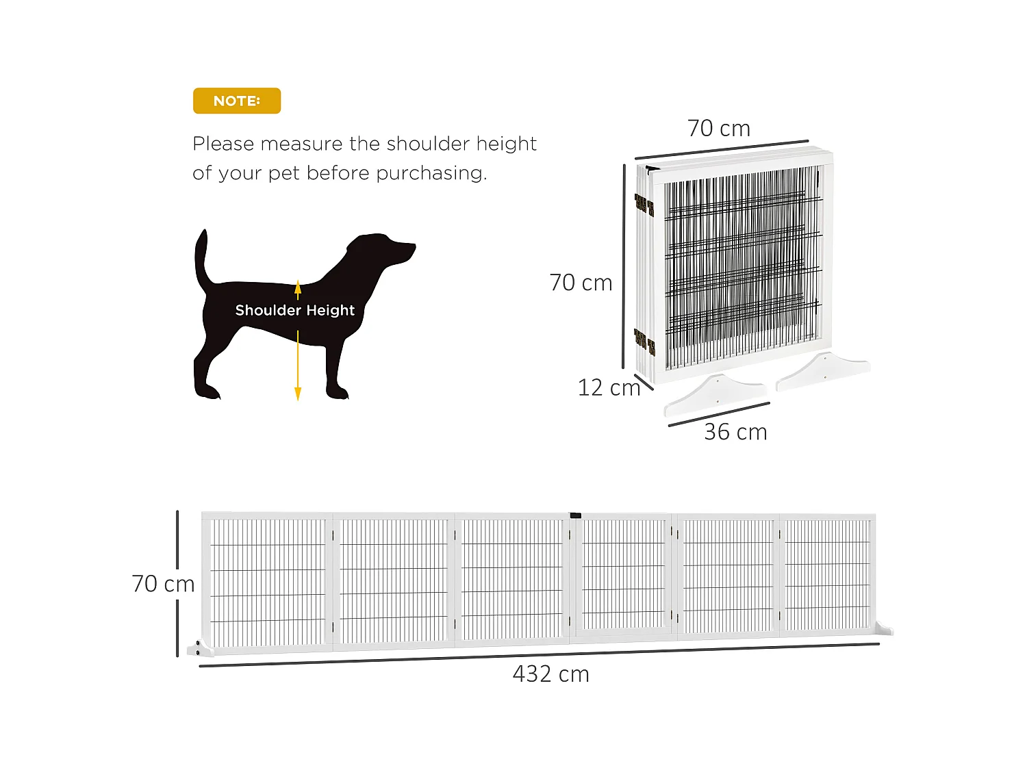 Cancelletto per cani in legno e acciaio a 6 pannelli pieghevoli